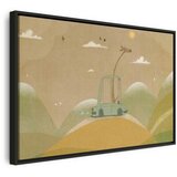  Slika - Dreamy Traveler - A Cheerful Giraffe Driving a Car on a Sunny Day 120x80 U crnom drvenom okviru | shoptok.hr