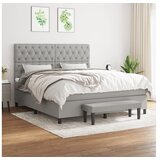  Box spring postelja z vzmetnico svetlo siva 160x200 cm žamet | Shoptok.si