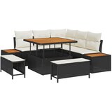  Sjedeća garnitura za vrt 8 kom. 7-Broj sjedala Crna i Krema 176 x 176 x 85 cm | shoptok.hr