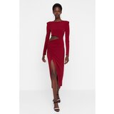 Trendyol Claret Red Cut Out Detailed Knitted Dress Cene