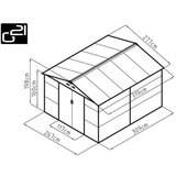 Termo vrtna kovinska hiška-uta-lopa 8,25 m2 - 2,7mx 3,1m - siva | Shoptok.si