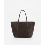 Kožna shopper torba - tamnosivo