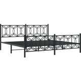 vidaXL Kovinski posteljni okvir z vzglavjem in vznožjem črn 193x203 cm, (21251529) | Shoptok.si