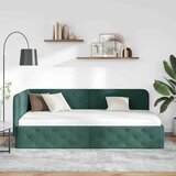  Kutni okvir kreveta Tamnozelena 90 x 190 cm Baršun | shoptok.hr