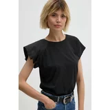 Sisley Bombažna kratka majica ženska, črna barva, 33D6L106C
