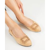 Resti Light brown women's eco-suede ballerinas with Linselisa decoration - Footwear | shoptok.hr