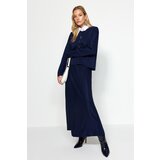 Trendyol Navy Blue Buttoned Cardigan-Skirt Knitwear Top and Bottom Set Cene