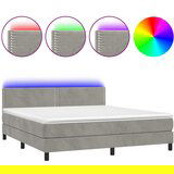 The Living Store Box spring postelja z vzmetnico LED svetlo siva 160x200cm žamet - Box Spring Postelja, (21492743) | Shoptok.si