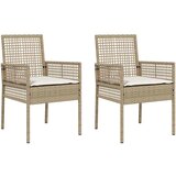  Vrtna stolica s jastukom 2 pcs Bež 55 x 53 x 85 cm poliratan | Eponuda.com