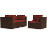  3-dijelna vrtna garnitura od poliratana s jastucima smeđa | shoptok.hr