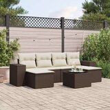 vidaXL 7-dijelni set vrtnih sofa od poliratana s jastucima smeđi | shoptok.hr