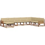  Set vanjskih sofa 8 kom. Prirodna i bež Čvrsto drvo akacije | shoptok.hr