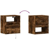  Zidni noćni ormarić s LED svjetlima boja dimljenog hrasta | shoptok.hr