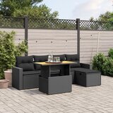 vidaXL 6-dijelni set vrtnih sofa s jastucima crni od poliratana | shoptok.hr