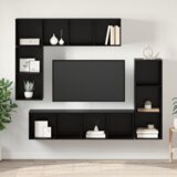 vidaXL Set TV komoda s pohranom 4 pcs Crni hrast Konstruirano drvo | shoptok.hr