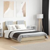  Okvir za krevet s uzglavljem boja hrasta 135x190 cm drveni | shoptok.hr
