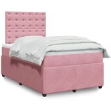 vidaXL Box spring postelja z vzmetnico roza 120x190 cm žamet | Shoptok.si