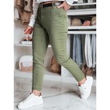 DStreet Spodnie damskie slim fit z paskiem LINESKA khaki Cene
