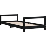 Otroški posteljni okvir črn 90x190 cm trdna borovina, (20787677) | Shoptok.si