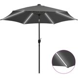 vidaXL Senčnik z LED lučkami in aluminijastim drogom 300 cm antraciten, (20965713) Cene