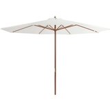  Zunanji senčnik z lesenim drogom 350 cm peščeno bel, (20610493) | Shoptok.si