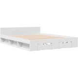 vidaXL Posteljni okvir s predali bel 120x200 cm inženirski les | Shoptok.si