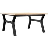 Furnova Klubska mizica Y okvir 90x90x45 cm trdna borovina lito železo, (22056209) | Shoptok.si