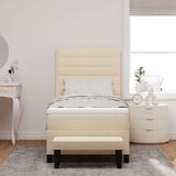 Box Spring Krevet s madracem i klupom Bež 90x190 cm Tkanina | shoptok.hr