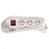 Razdelilec 220V 1/3 3m + stikalo; zaščita, bela barva, IP20, 16A/3500W, H05VV-F 3G1.5mm2, (20772086)