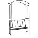 vidaXL Vrtni luk s klupom crni 128 x 50 x 207 cm željezni Cijene