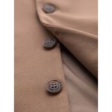 Ombre Fitted elegant men's vest with elastane and lapels - brown | Shoptok.si