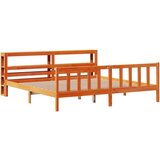 vidaXL Posteljni okvir z vzglavjem voščeno rjava 200x200 cm borovina, (21292254) Cene