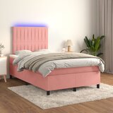 Krevet box spring s madracem LED ružičasti 120x190cm baršunasti | Eponuda.com