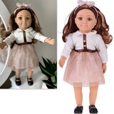  Velika lutka 48 cm s mekanim tijelom i melodijom, smeđa kosa i ružičasta suknja | shoptok.hr