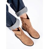 Shelvt Dark beige suede women's cowboy boots | Shoptok.si