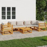 Maison Chic Seti vrtnega pohištva - Vrtna garnitura - Vrtni pohištvo set 7-delna svetlo sive blazine trden les, (21804804) | Shoptok.si