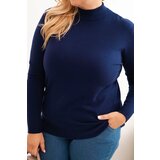 Kesi Włoski Plus Size women's sweater made of viscose with a turtleneck navy blue | Shoptok.si