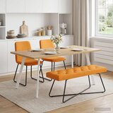  Klupa s gumbastim tkanjem Tamno žuta 110 x 40 x 46 cm Tkanina | shoptok.hr
