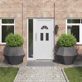 vidaXL Cvetlično korito 2 pcs Črna 100 x 100 x 80 cm Jeklo | Shoptok.si