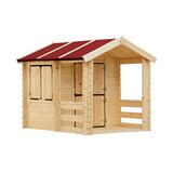 Timbela Zunanja otroška hiška, 19 mm deske - Lesena igralna hiška s podom V145 x 182 x 146 cm / 1,1 m2 - M501, naravni les, (21827976) | Shoptok.si