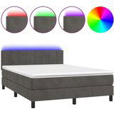  Krevet box spring s madracem LED tamnosivi 140x190 cm baršun | shoptok.hr