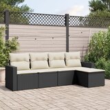 Maison Chic Seti vrtnega pohištva - Vrtna garnitura - Vrtni pohištvo set 5-delna z blazinami črn poli ratan, (21820579) | Shoptok.si