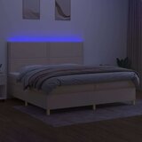  Box spring postelja z vzmetnico LED krem 200x200 cm blago, (20999319) | Shoptok.si