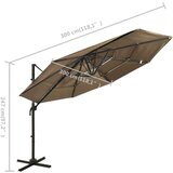  Suncobran s 4 razine i aluminijskom šipkom smeđe-sivi 3 x 3 m | shoptok.hr