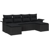vidaXL Set za vrtne kavče Set 5 Črna Ročno prepleten ratan Velika | Shoptok.si
