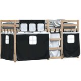  Krevet na kat sa zavjesama bijelo-crni 90 x 200 cm od borovine | shoptok.hr
