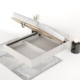 Maison de Rêve Kremno bela oblazinjena zakonska postelja s prostorom za shranjevanje z letvenim dnom 140x200 cm Solvo – | Shoptok.si