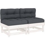 The Living Store Sredinski kavč z blazinami 2 kosa bela trdna borovina - Sredinski Kavč, (21494420) | Shoptok.si