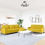  3-dijelni set sofa s jastucima žuti bar&amp;scaron;unasti Slike