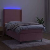 Box spring postelja z vzmetnico LED roza 90x200 cm žamet | Shoptok.si